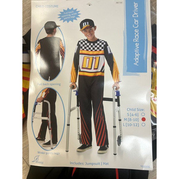 New Adaptive Race Car Driver Costume - Kids Childs Halloween Medium 8-10 - Picture 1 of 5